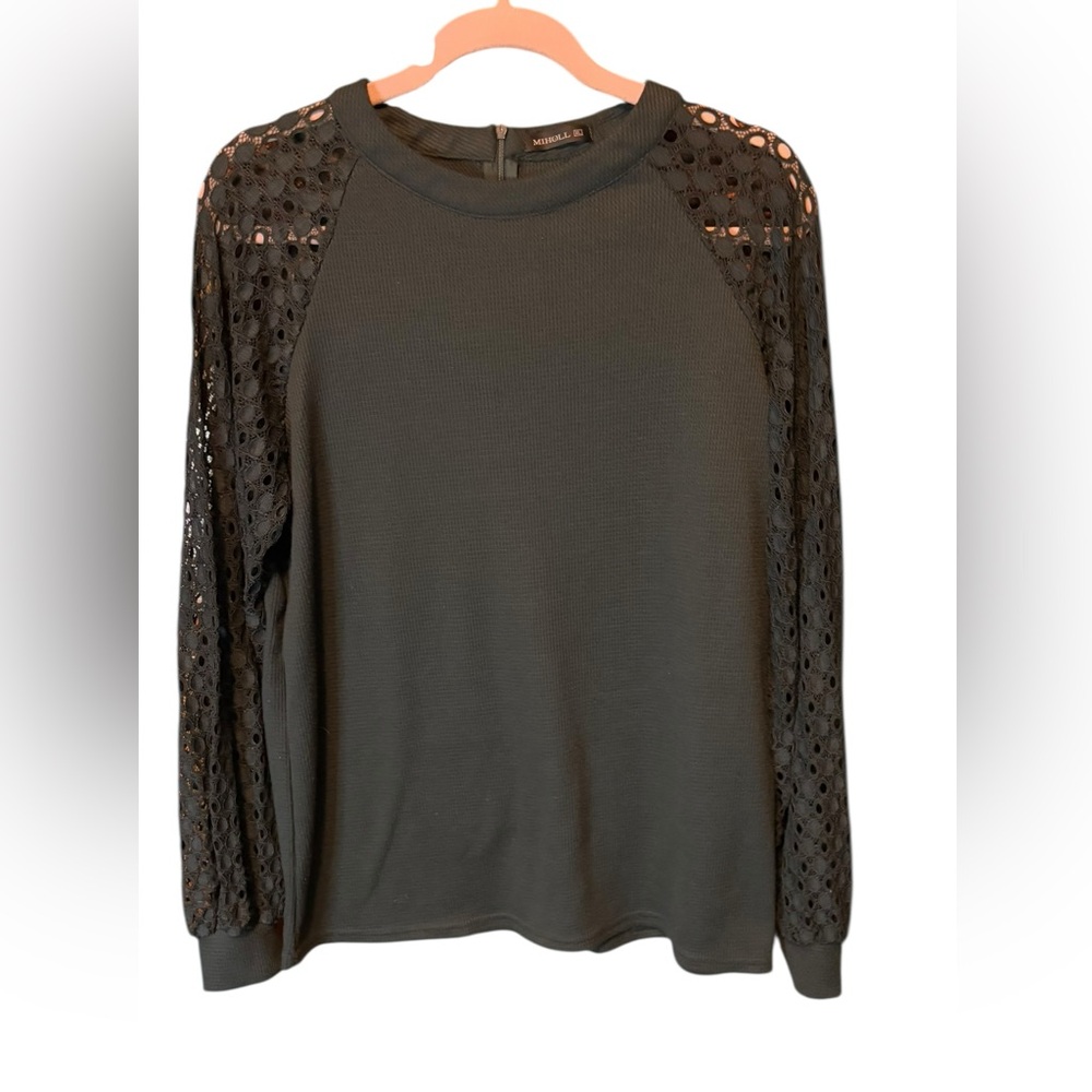 MIHOLL Lace Long Shirt Hunter Green Size XL